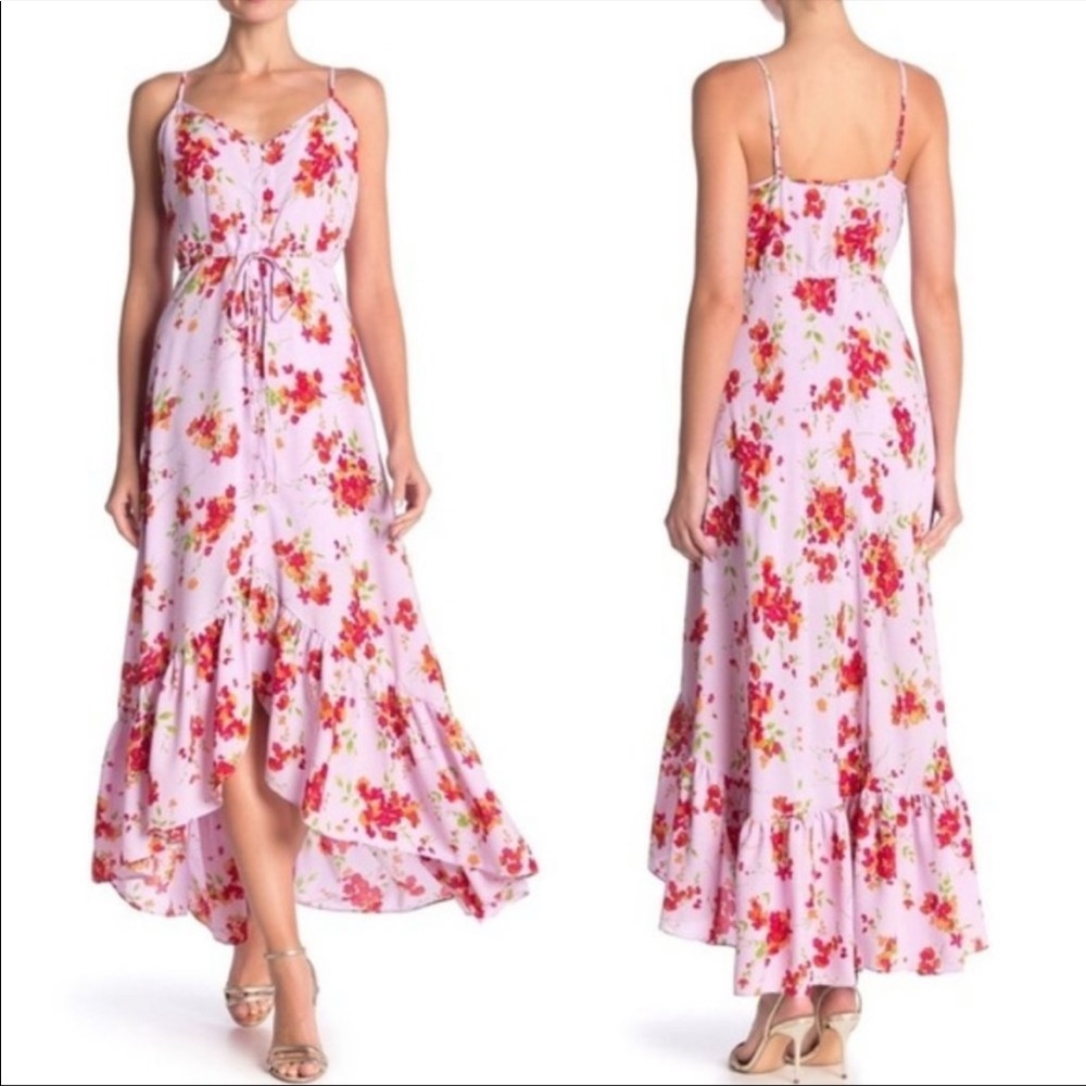 Nanette Lepore Pink Floral high low dress - Size 6